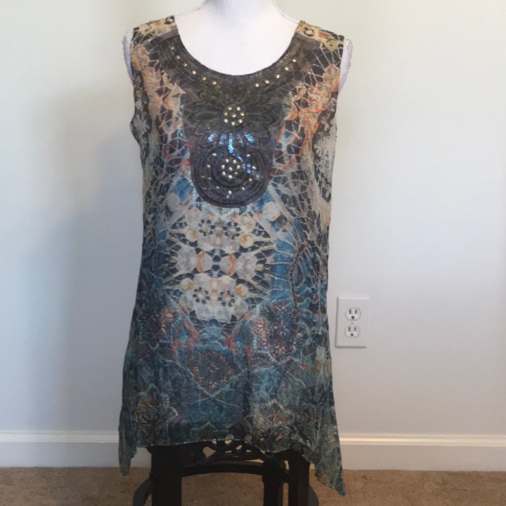 Dress Barn Sleeveless Handkerchief Hem Tunic Sz M